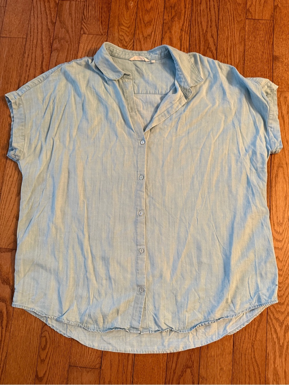 Soft Surroundings Light Blue Chambray SS Button Down Tencel Lyocel Shirt Size 1X